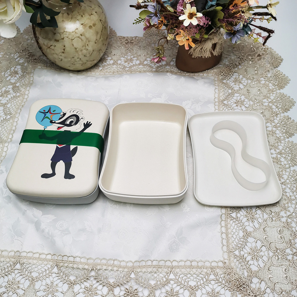 กล่องอาหารกลางวัน Bento สี่เหลี่ยมจัตุรัสย่อยสลายได้ทางชีวภาพสีที่กำหนดเอง