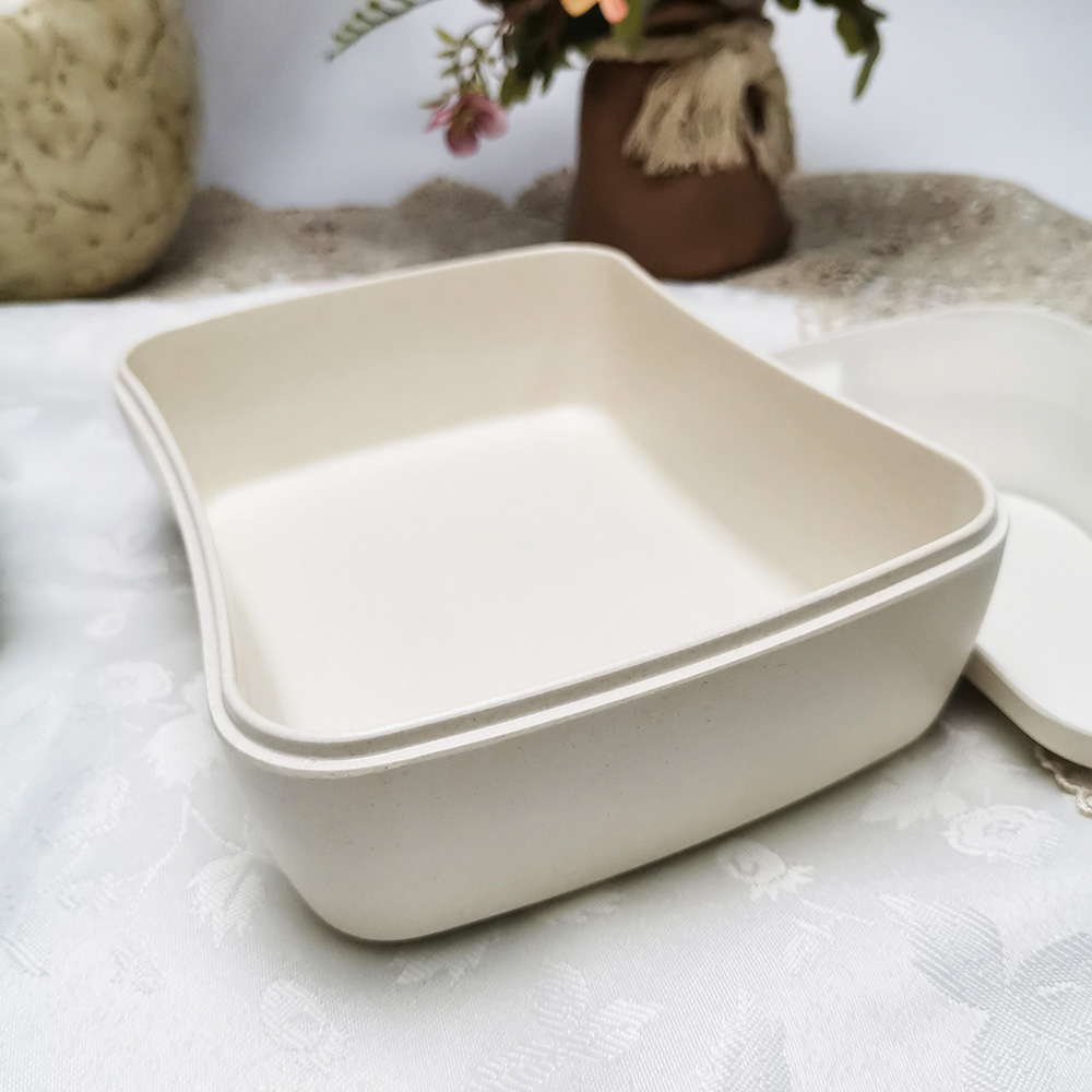 กล่องอาหารกลางวัน Bento สี่เหลี่ยมจัตุรัสย่อยสลายได้ทางชีวภาพสีที่กำหนดเอง